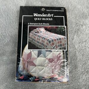 Quilt Blocks Cross Stitch Pattern WonderArt 6 Starburst Squares NIP No Thread